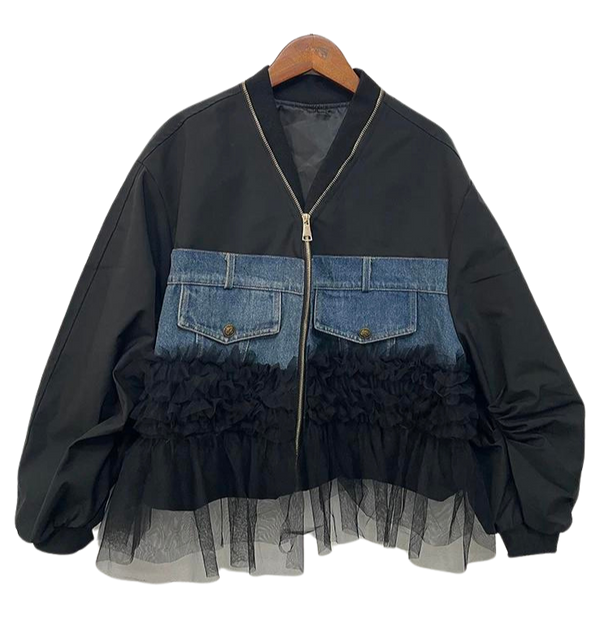 CUSTOM DESIGN MESH DENIM JACKET