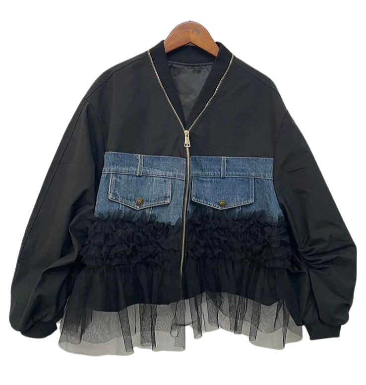 CUSTOM DESIGN MESH DENIM JACKET