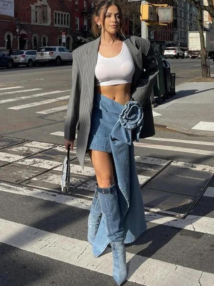 WILD ROSE DENIM SKIRT