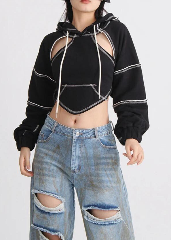 OPULA CUTOUT CROP HOODIE