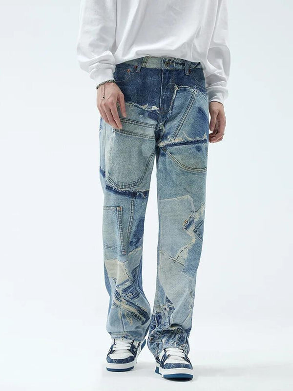 OPULA PATCHWORK VINTAGE RETRO DENIM JEAN