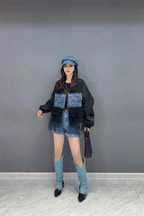 CUSTOM DESIGN MESH DENIM JACKET
