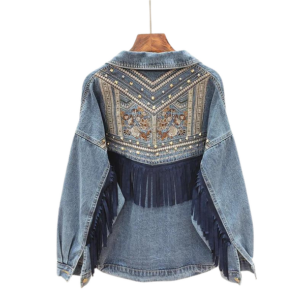 VINTAGE FRINGE LOOSE DENIM JACKET