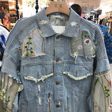 PATCHWORK LACE DENIM JACKET
