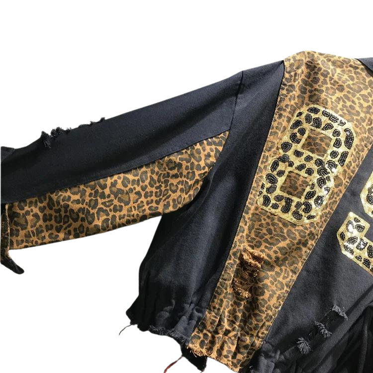 OPULA CUSTOM DESIGN LIMITED EDITION LEOPARD DENIM CEKET
