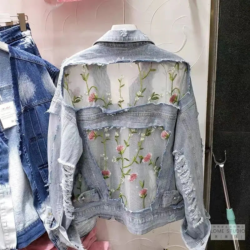 PATCHWORK LACE DENIM JACKET