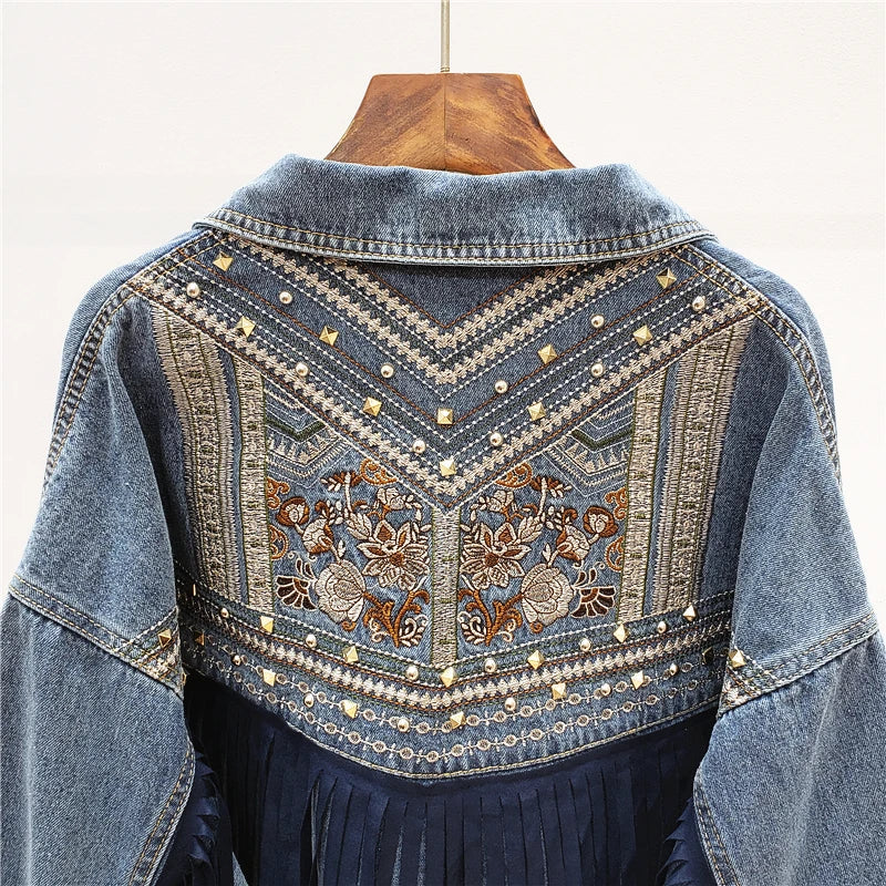 VINTAGE FRINGE LOOSE DENIM JACKET