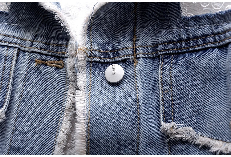 PATCHWORK LACE DENIM JACKET