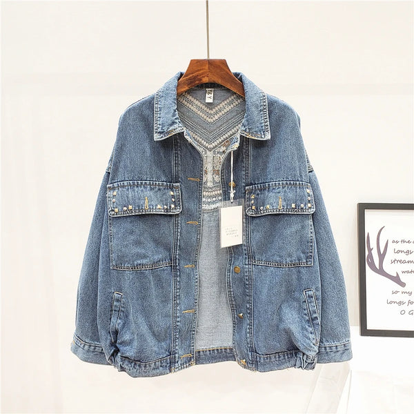 VINTAGE FRINGE LOOSE DENIM JACKET