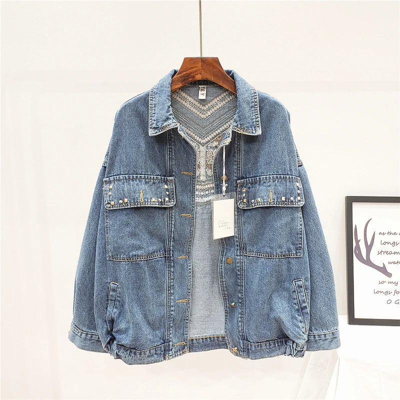 VINTAGE FRINGE LOOSE DENIM JACKET