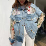 PATCHWORK LACE DENIM JACKET