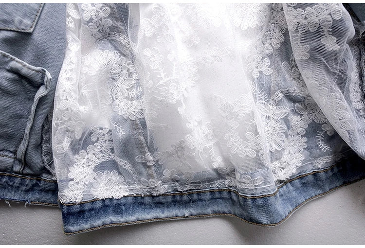 PATCHWORK LACE DENIM JACKET