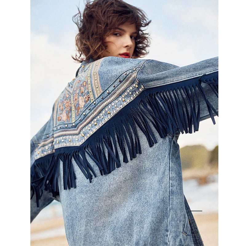 VINTAGE FRINGE LOOSE DENIM JACKET