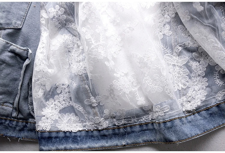 PATCHWORK LACE DENIM JACKET