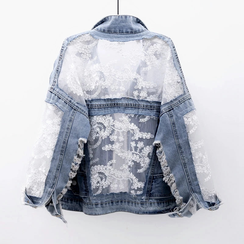 PATCHWORK LACE DENIM JACKET