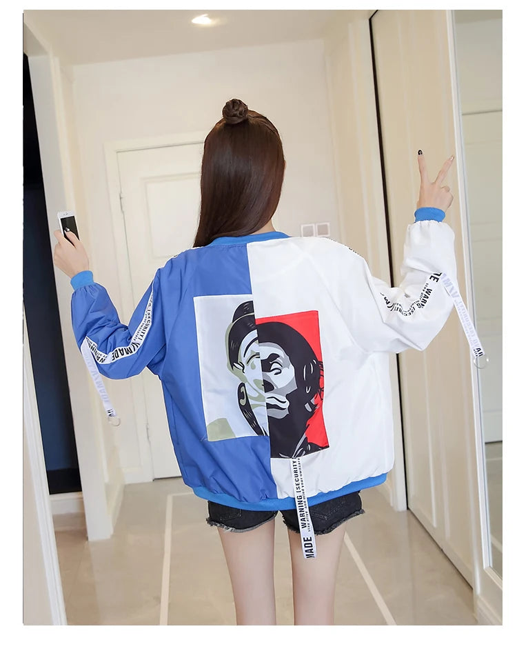 CLOWN PRINT BASEBALL JACKET