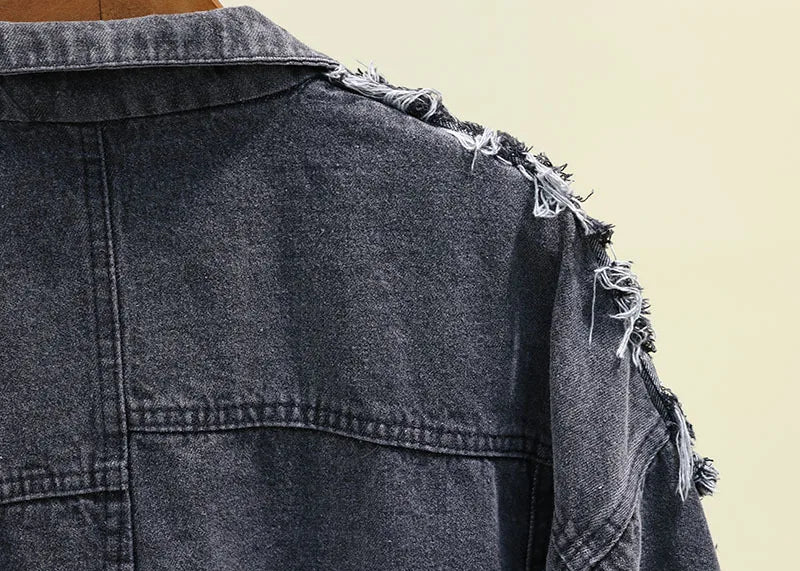 TRENDY NEWS PATCH VINTAGE DENIM JACKET