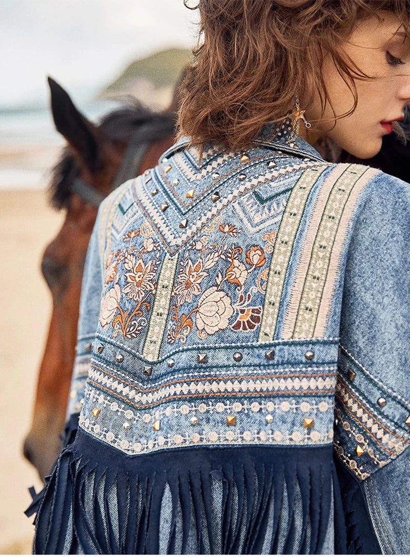 VINTAGE FRINGE LOOSE DENIM JACKET