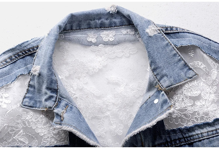 PATCHWORK LACE DENIM JACKET