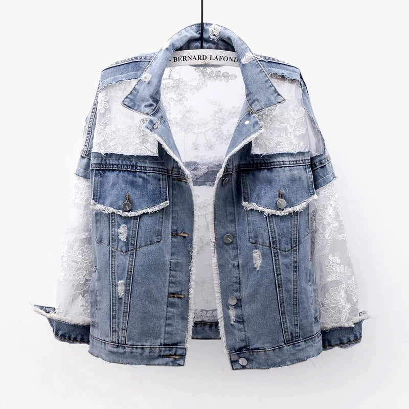 PATCHWORK LACE DENIM JACKET