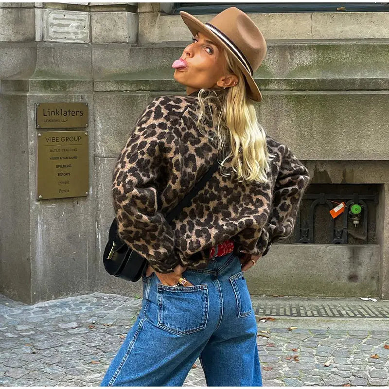 LEOPARD PLUSH COLLAR CEKET