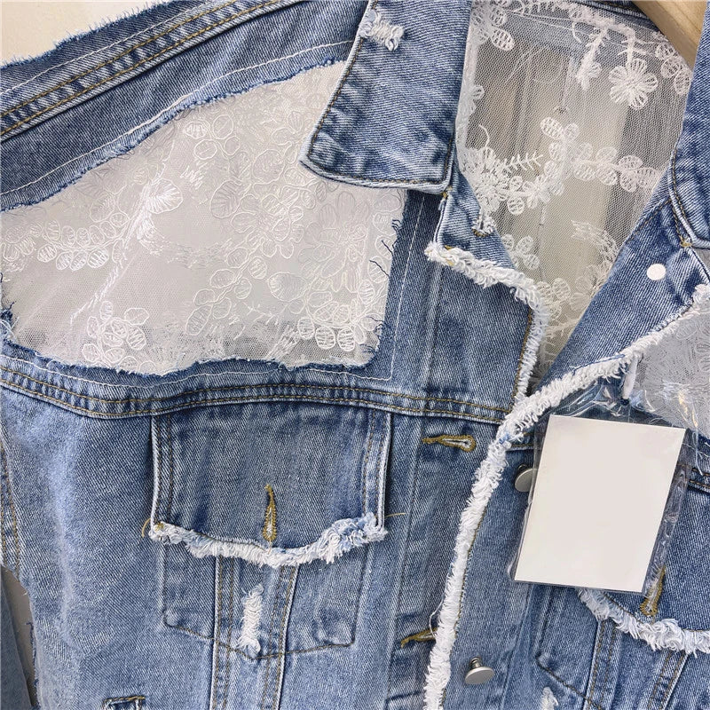 PATCHWORK LACE DENIM JACKET