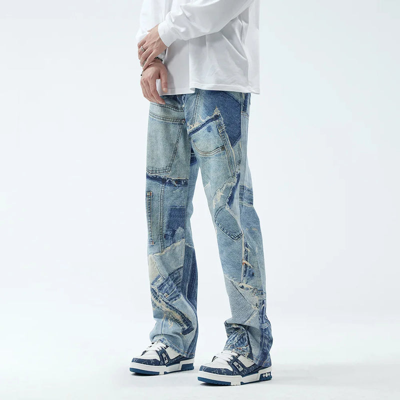 OPULA PATCHWORK VINTAGE RETRO DENIM JEAN