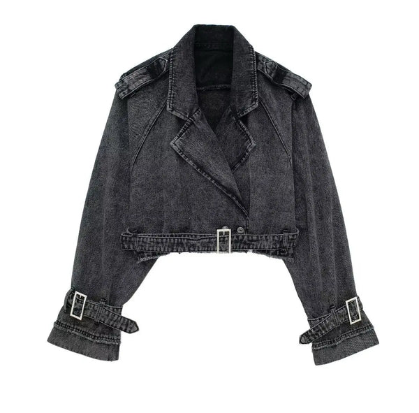 OPULA VINTAGE CROP WASHED DENIM JACKET