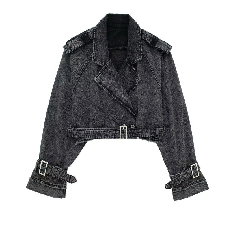 OPULA VINTAGE CROP WASHED DENIM JACKET
