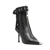 OPULA FRONT ZIPPER BUCKLE HEELS