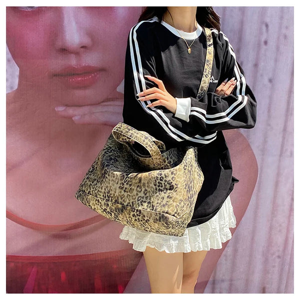 VINTAGE LEOPARD PATTERN TOTE BAG