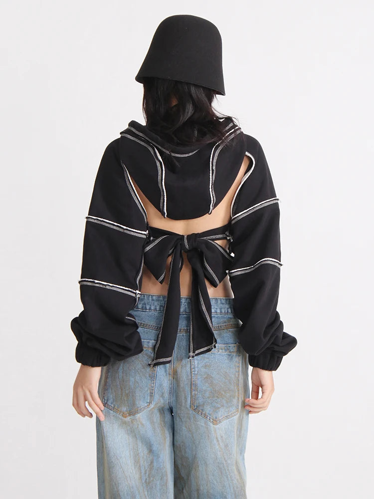 OPULA CUTOUT CROP HOODIE