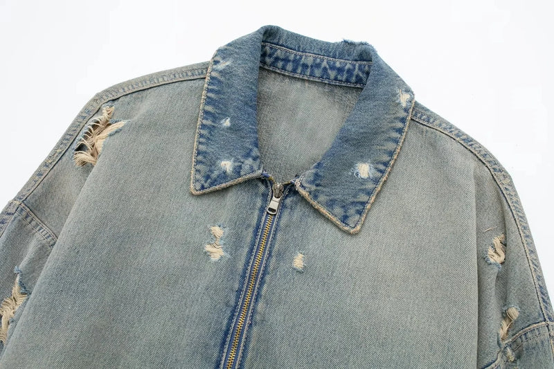 OPULA ZIPPER LOOSE DENIM JACKET