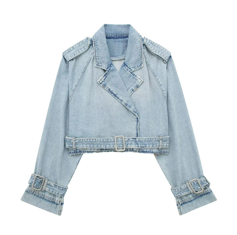 OPULA VINTAGE CROP WASHED DENIM JACKET