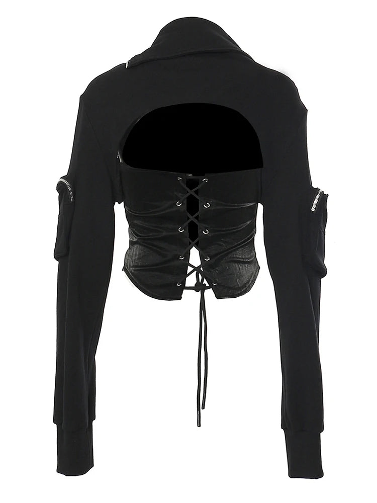 IRREGULAR LACE-UP SLIM COAT