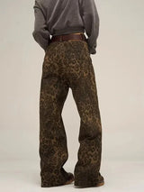 OVERSIZE VINTAGE LEOPARD DENIM JEANS