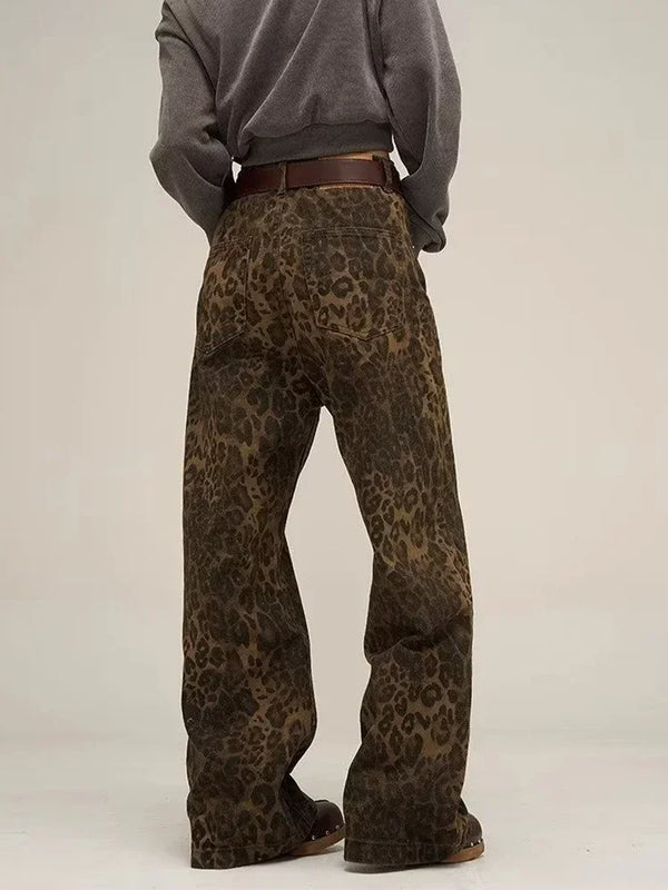 OVERSIZE VINTAGE LEOPARD DENIM JEANS
