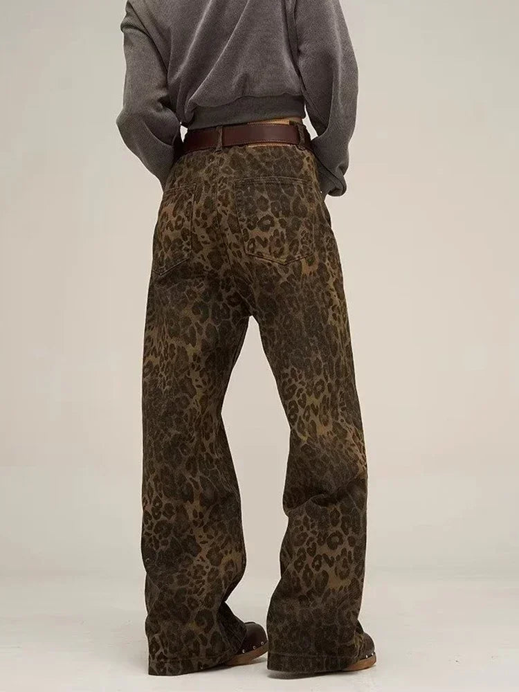 OVERSIZE VINTAGE LEOPARD DENIM JEANS