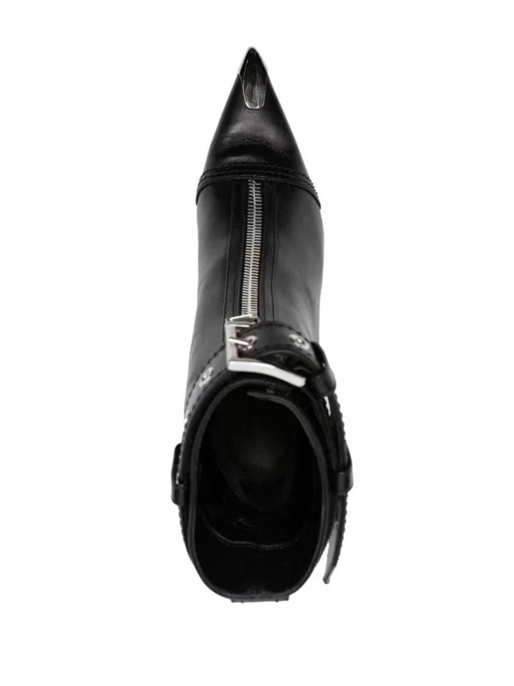 OPULA FRONT ZIPPER BUCKLE HEELS