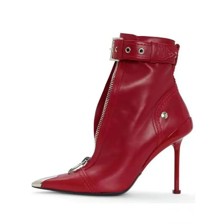 OPULA FRONT ZIPPER BUCKLE HEELS