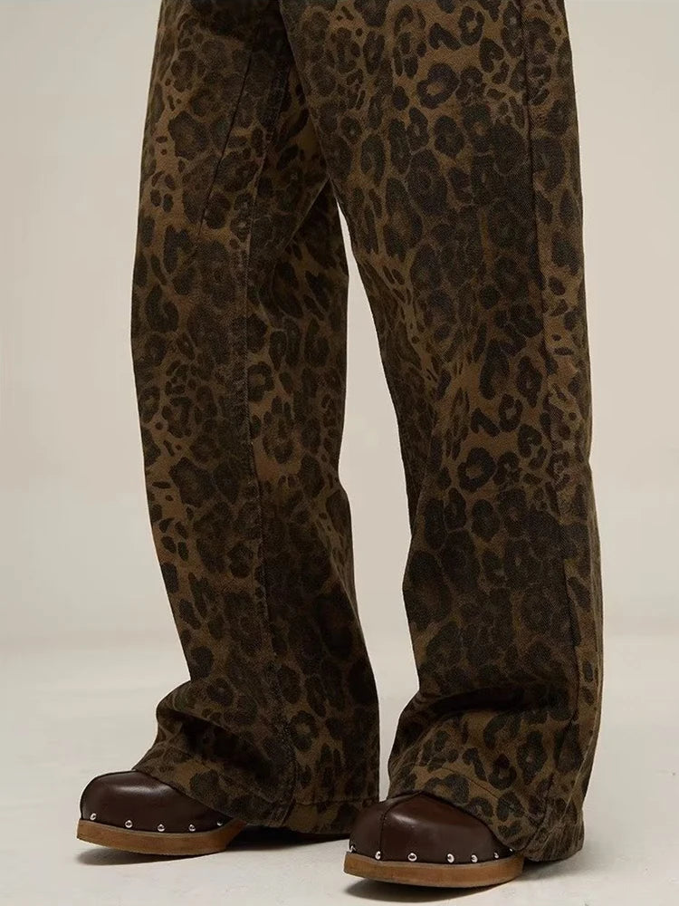 OVERSIZE VINTAGE LEOPARD DENIM JEANS