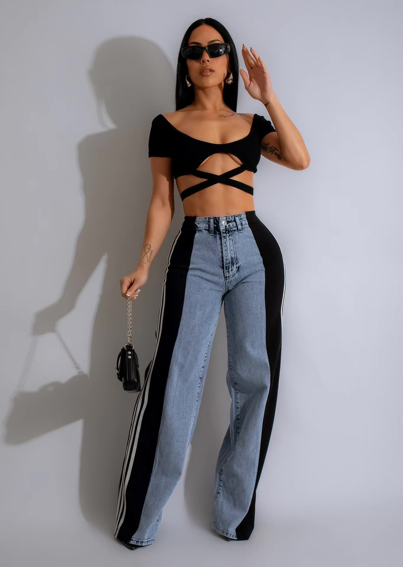 VINTAGE STRIPED BAGGY JEANS