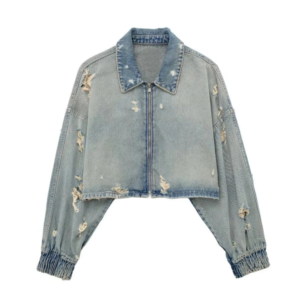 OPULA ZIPPER LOOSE DENIM JACKET