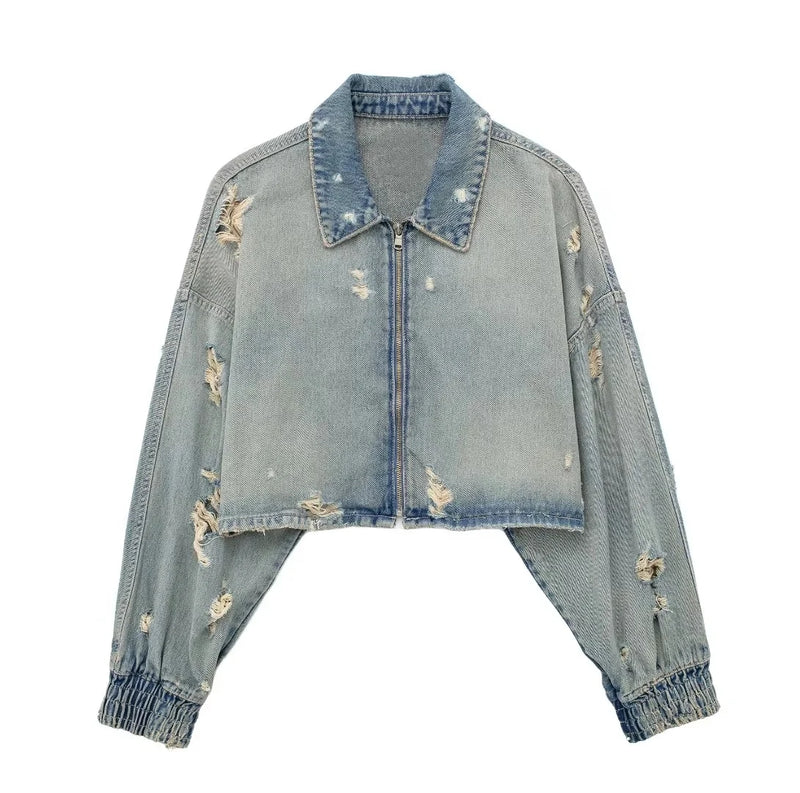 OPULA ZIPPER LOOSE DENIM JACKET