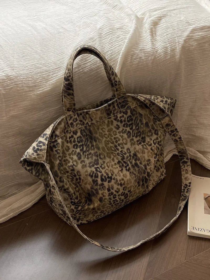 VINTAGE LEOPARD PATTERN TOTE BAG