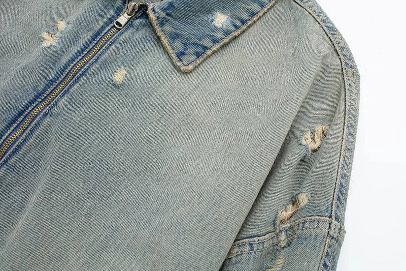 OPULA ZIPPER LOOSE DENIM JACKET