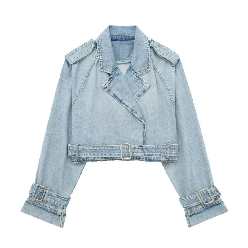 OPULA VINTAGE CROP WASHED DENIM JACKET