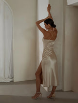JOSELYNN SATIN MIDI DRESS