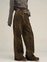 OVERSIZE VINTAGE LEOPARD DENIM JEANS