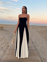 CONTRAST PATCHWORK SLING DRESS